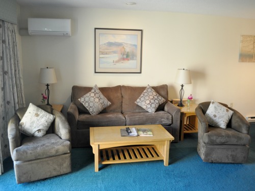 nordic village one bedroom condo near pool living room area
