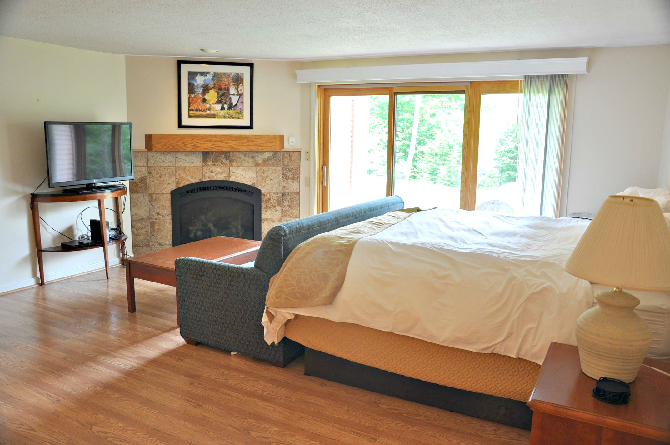 two king village condo near pool bedroom fireplace